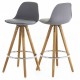 Lot de 2 Chaises Plan de Travail Grise Piétement Chêne KosyForm