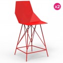 Conjunto de 2 banquetas altas FAZ Vondom vermelho e metal com braços