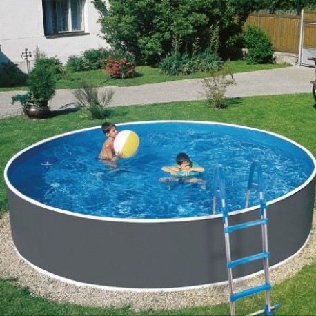 Piscine Azuro Ronde Graphite-blanche 460x120 avec filtre à sable