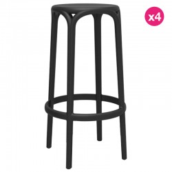 4-Hocker-Reihe von Bar Brooklyn Vondom Sitzhöhe 76 schwarz