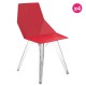 Lot de 4 Chaises Vondom Faz rouge avec piètements transparents et accoudoirs