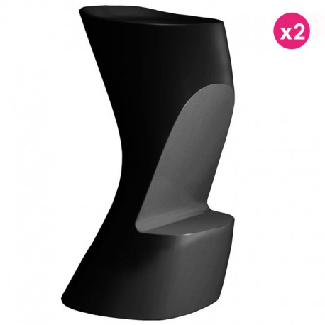 Lot de 2 Tabourets de bar Vondom Moma High hauteur d'assise 74 noir