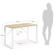 Bureau rectangulaire 120x60 bois clair et métal blanc KosyForm