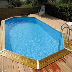 Piscina Legno Ubbink Azura 400x750 H130 Fodera Blu