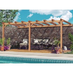 Pergola adossée en bois brut Palma 5x4m 20m2