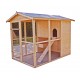 Poulailler grande taille de Jardin en bois 6-10 Poules Habrita 3.90m2 bi-corps