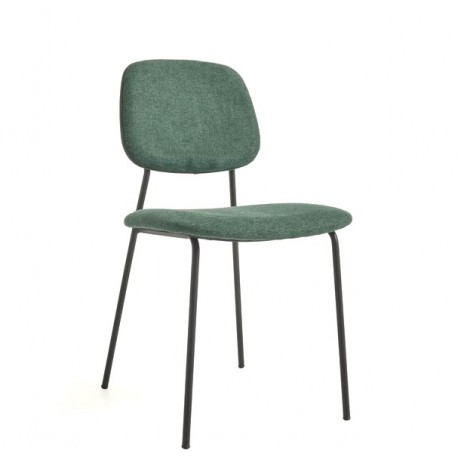 Set van 4 Linda VeryForma Green chenille metalen stoelen en kussen