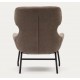 Lina armchair in light brown chenille fabric and VeryForma steel