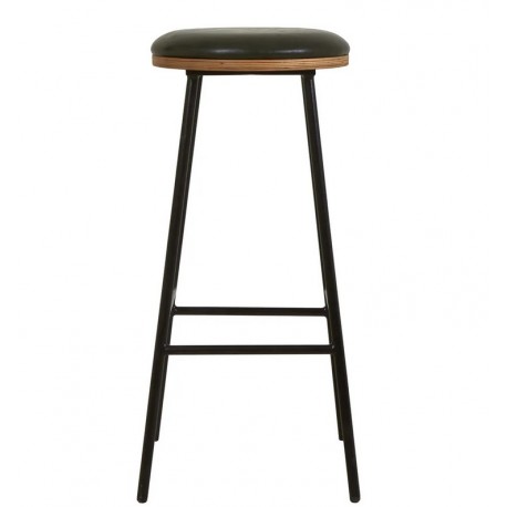 Set of 2 Marc VeryForma Black Imitation Leather Bar Stools and Metal Legs